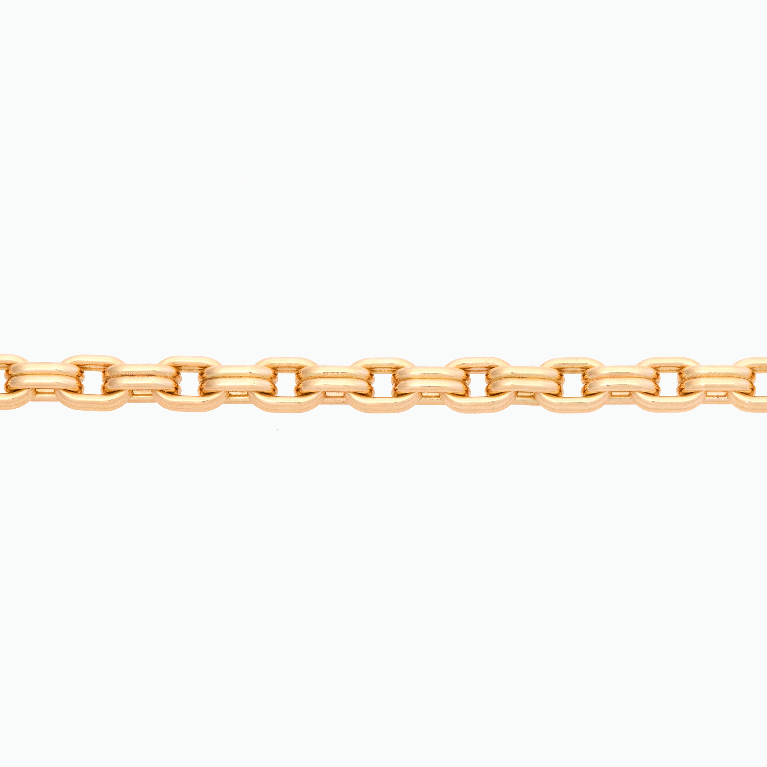 Double Box Chain Bracelet 18K Yellow Gold, Medium Link, 7.75"