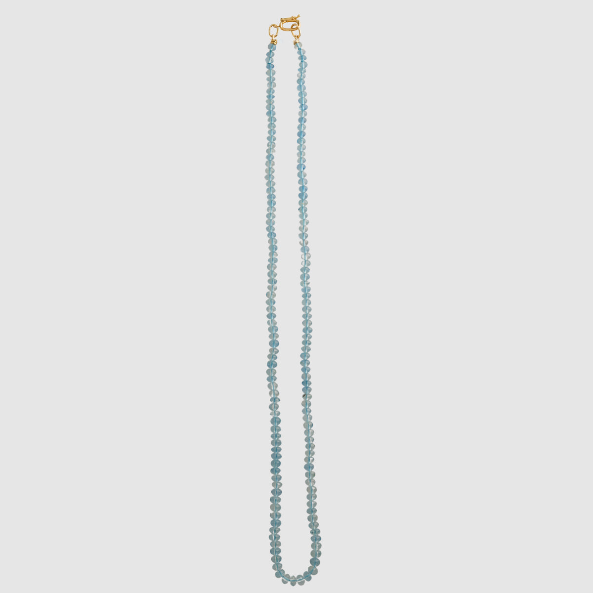 Rondelle Aquamarine Necklace 18K Yellow Gold, 16"