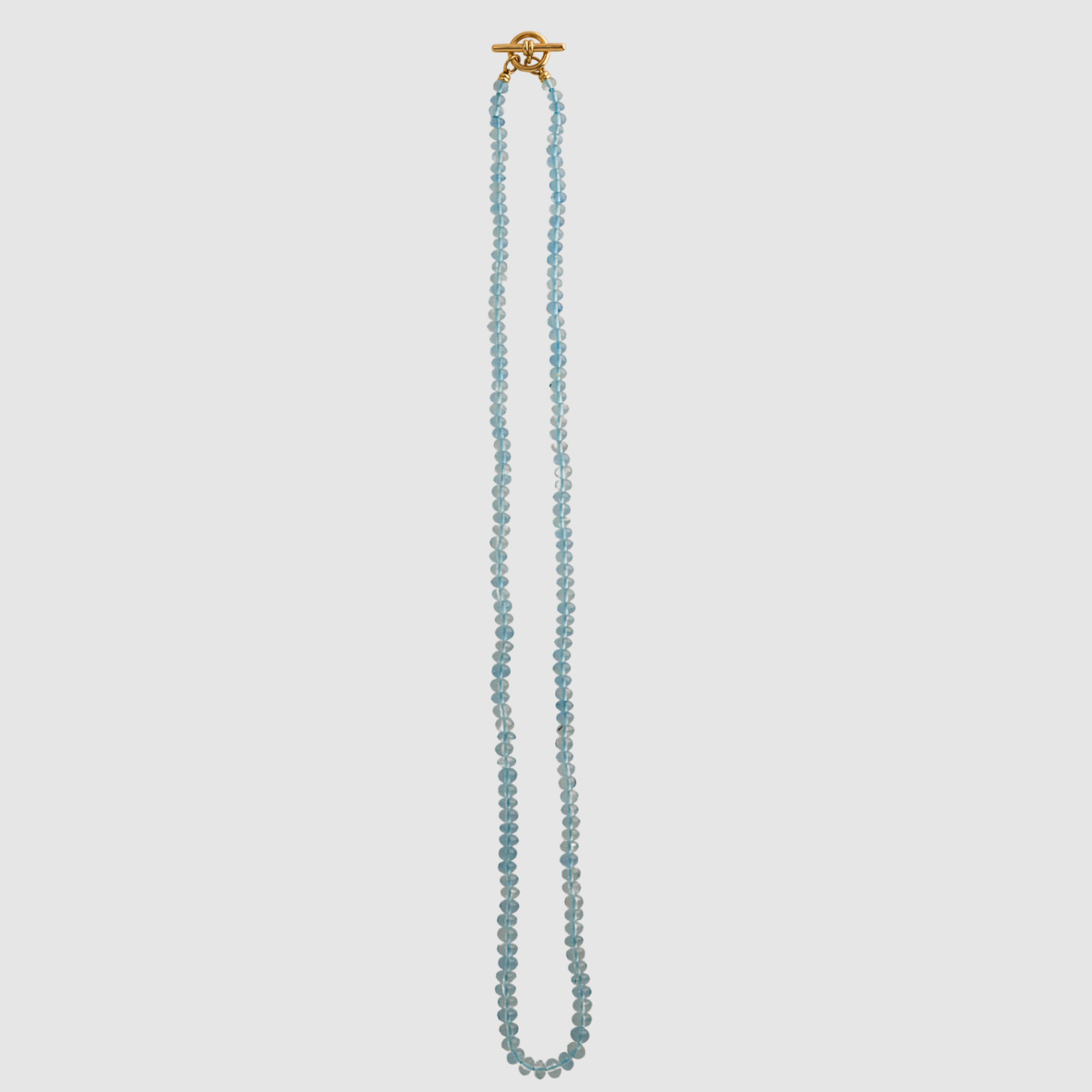 Rondelle Toggle Aquamarine Necklace 18K Yellow Gold, 20"