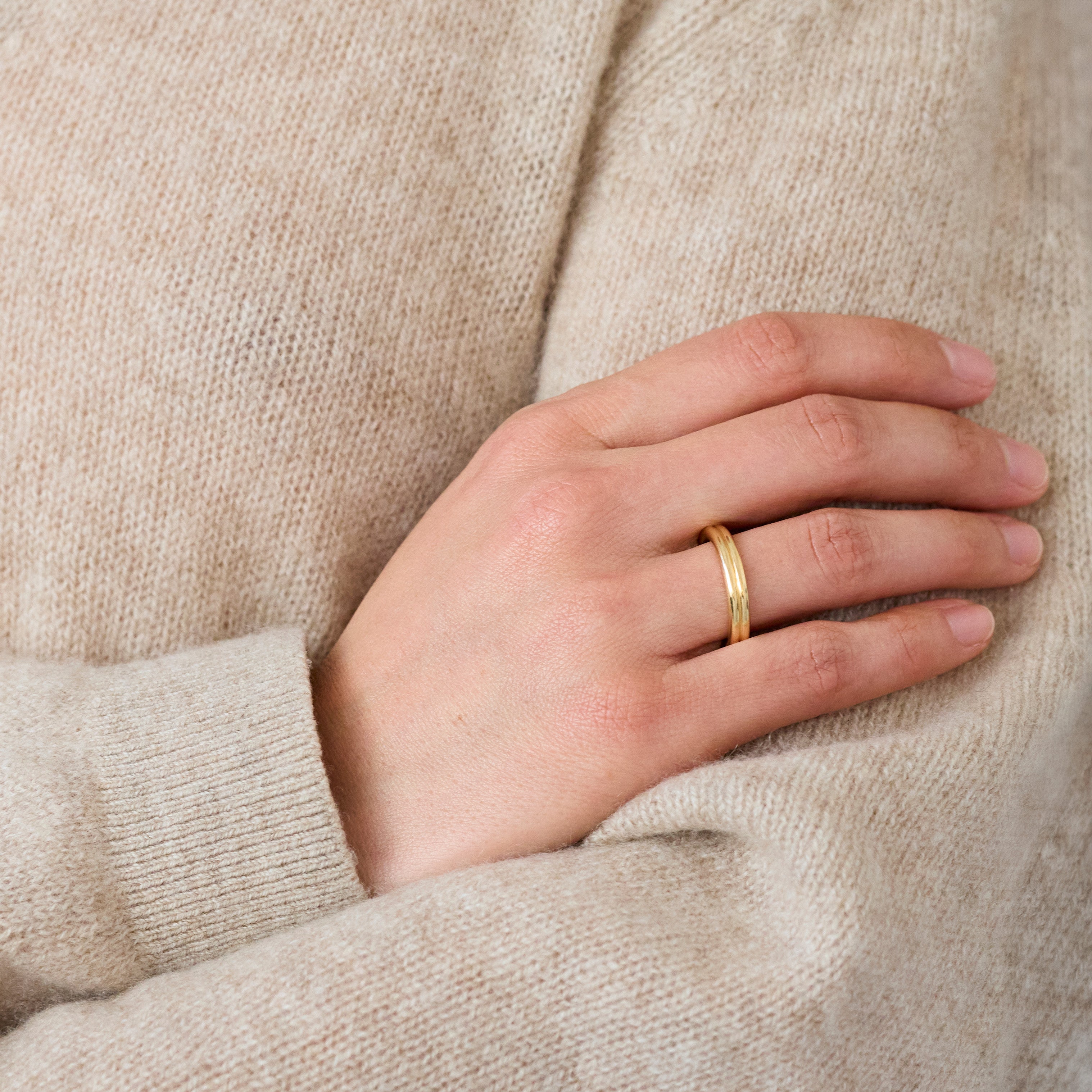 Double Band Link Ring, 18K Yellow Gold, Small