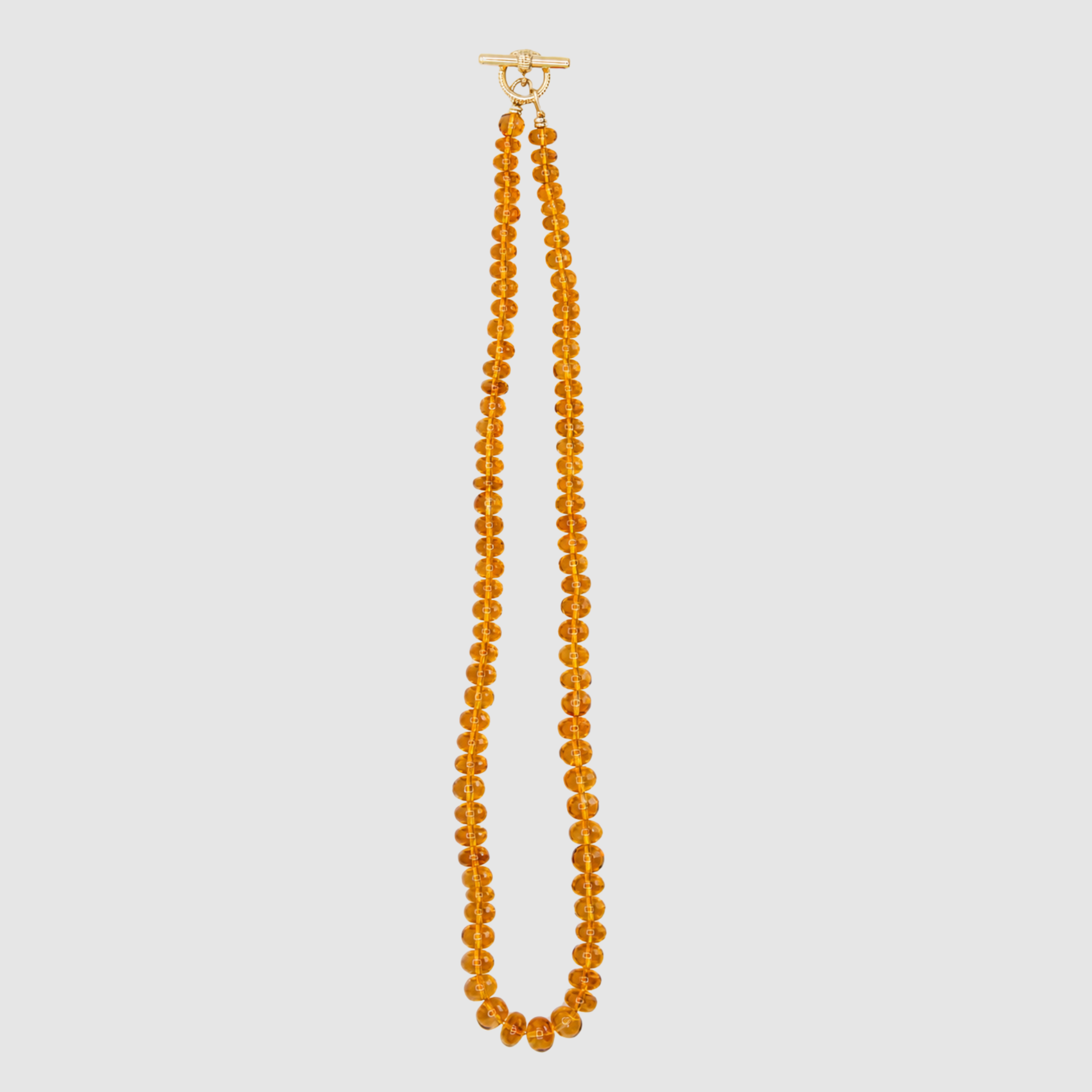 Rondelle Citrine Barre Mini Toggle Necklace 18K Yellow Gold, 16", Large
