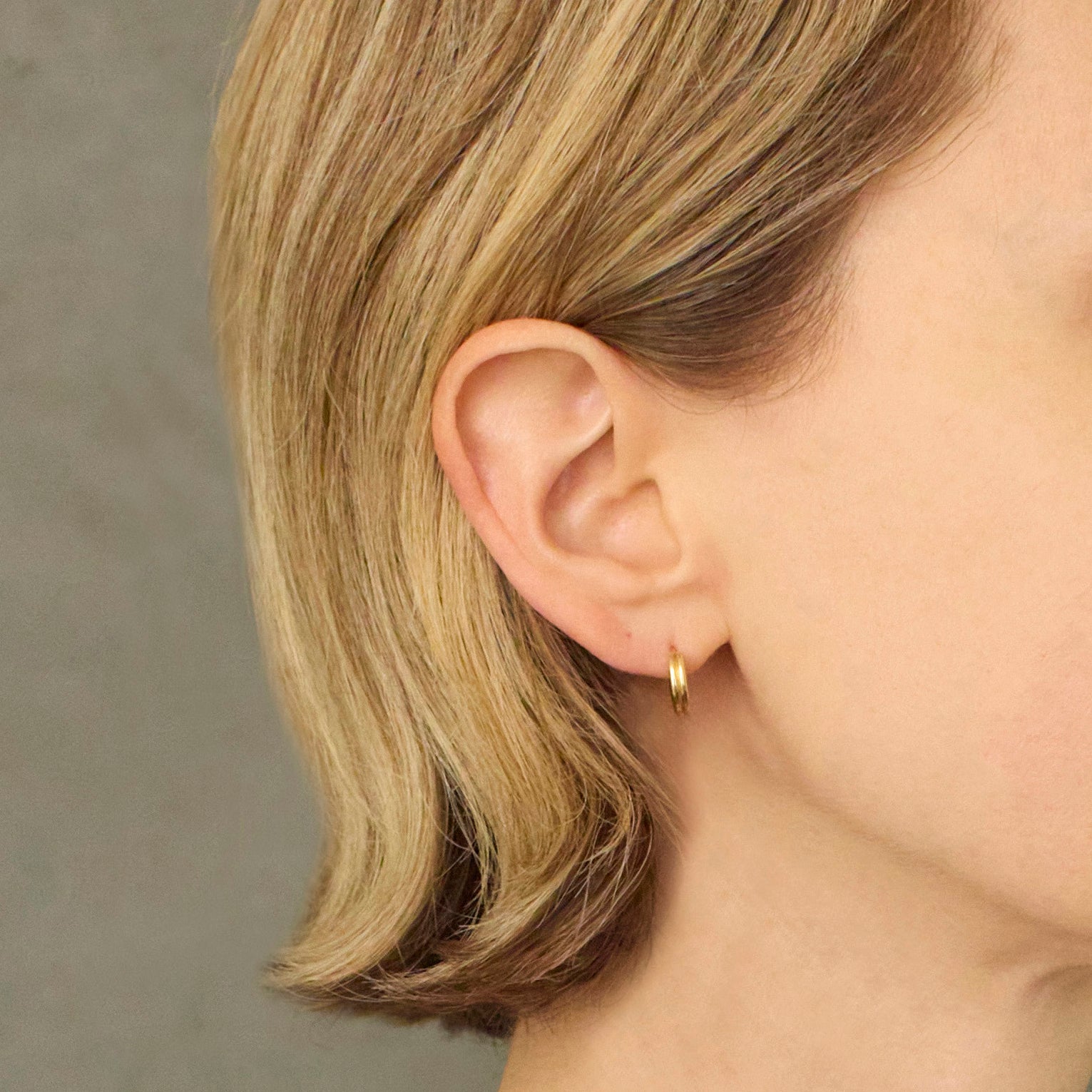 Triple Tassel Emerald Rondelles Earrings with Double Huggies, 18K Yellow Gold