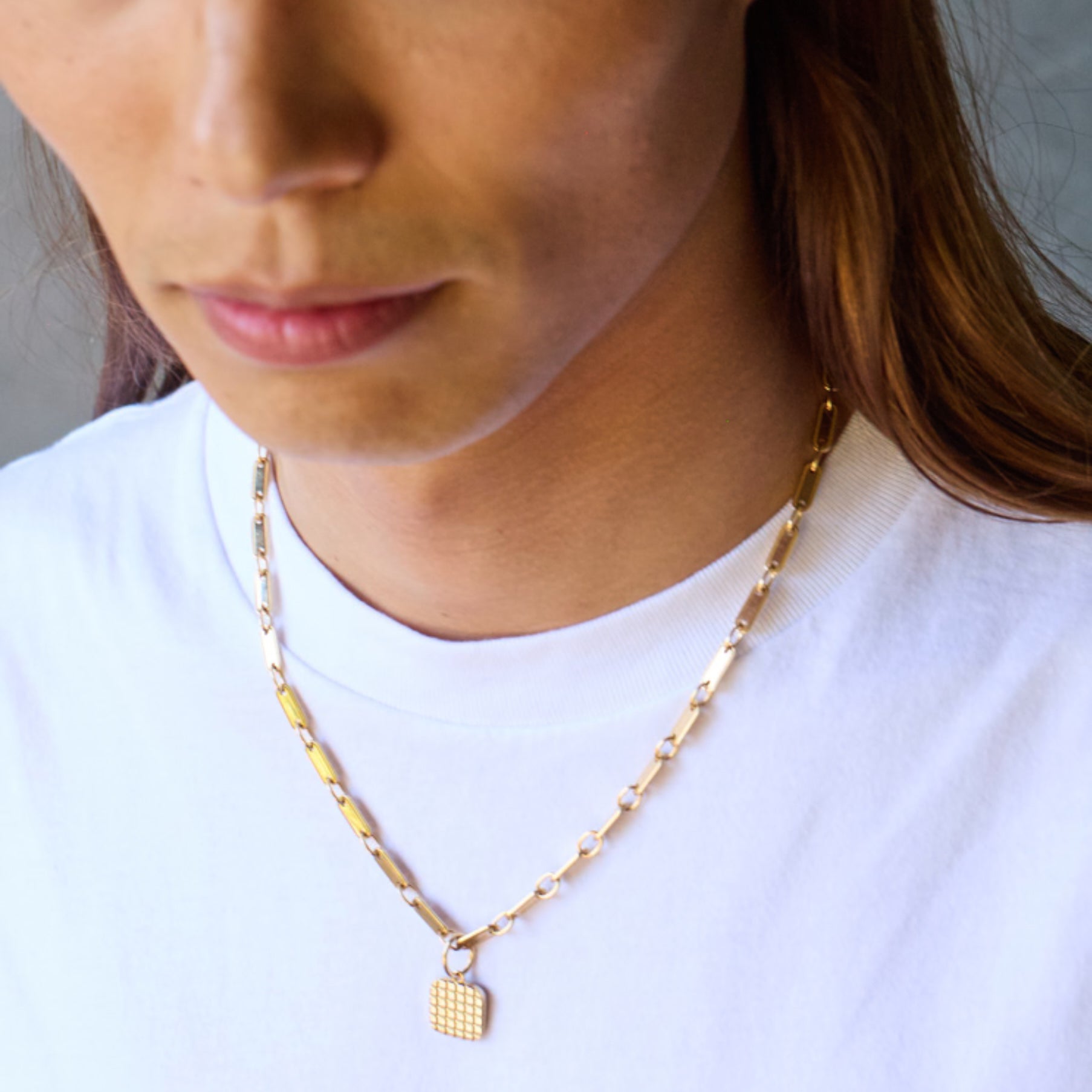 Square Pyramid Medallion, 18k Yellow Gold, Small