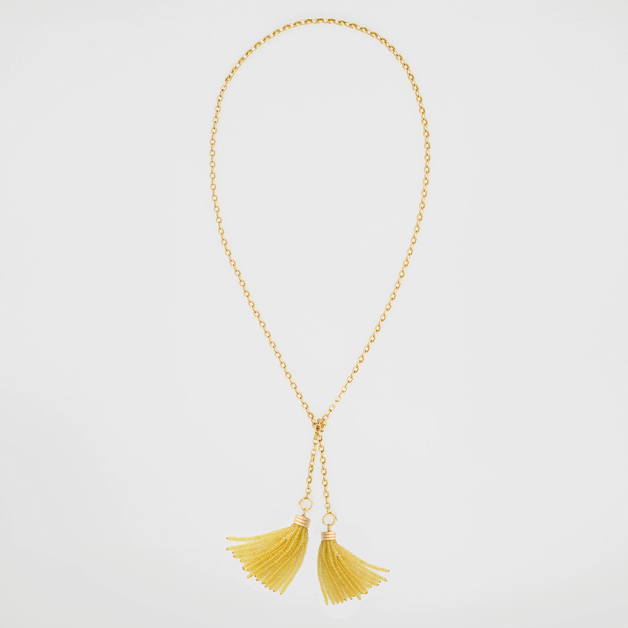 Sautoir Double Convertible Yellow Sapphire Necklace, 18K Yellow Gold, Medium Link, 32"