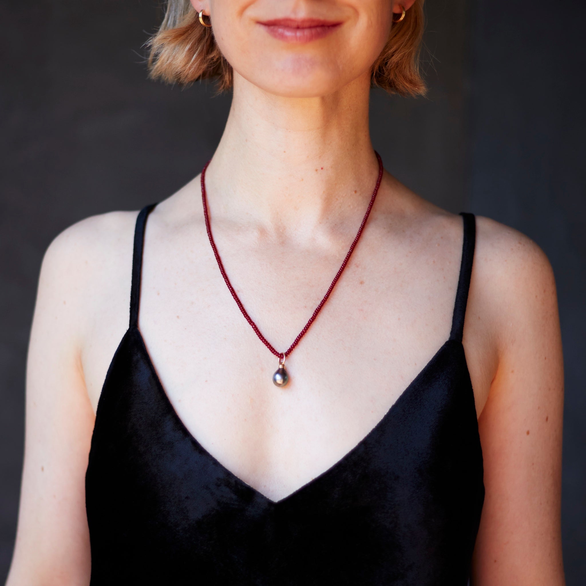 Rondelle Ruby Necklace 18K Yellow Gold, 20" 3.5mm