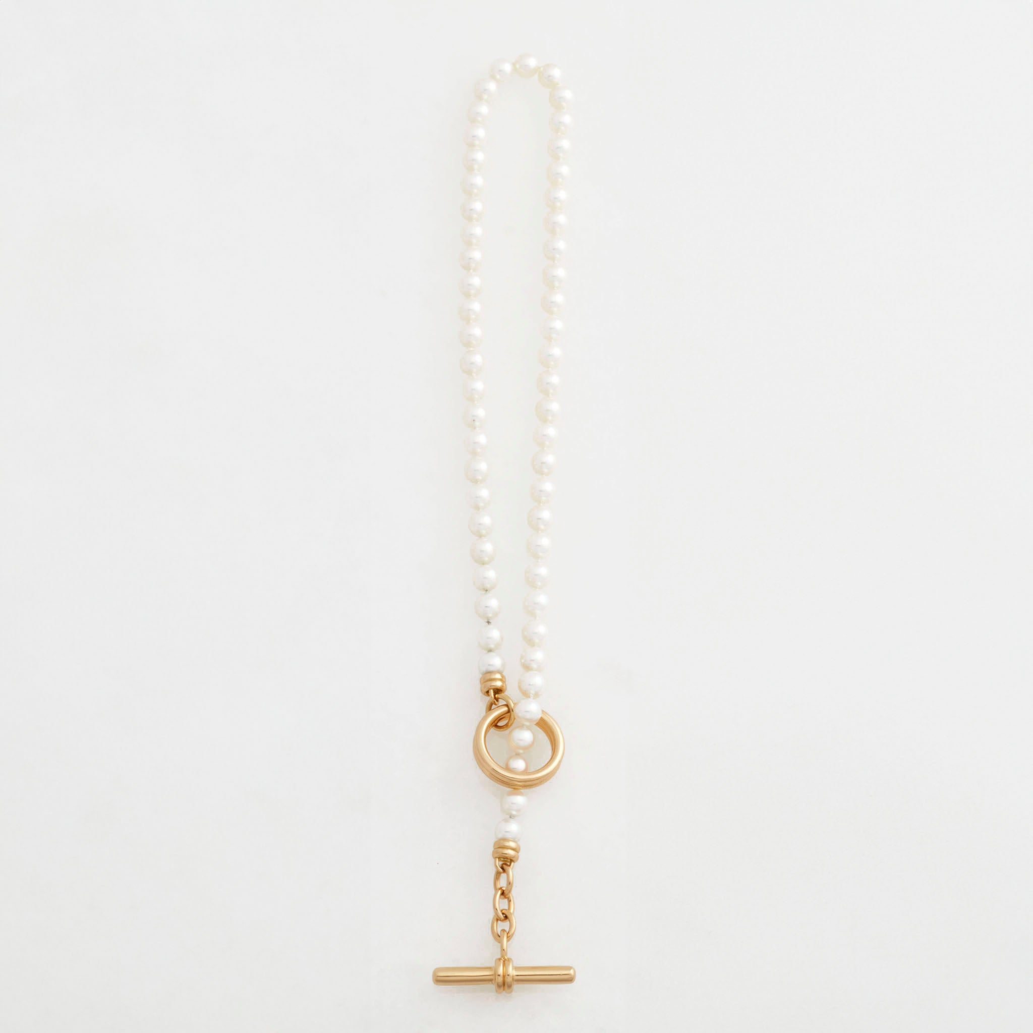 Akoya Pearl Double Link Toggle Necklace 18K Yellow Gold, 16"