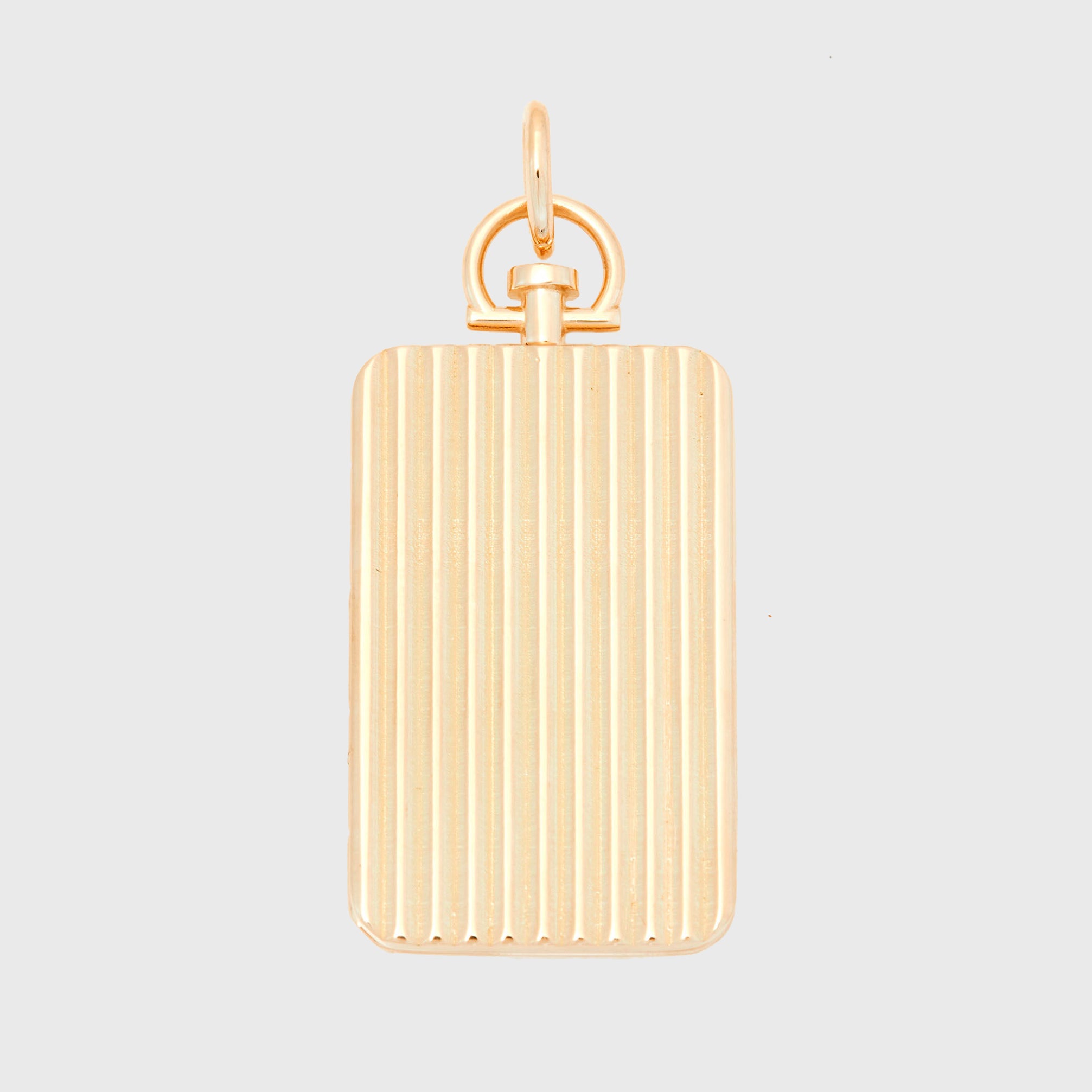 Reversible Rectangle Mustard Chalcedony Barre Photo Locket 18k Yellow Gold (One Side Stone, One Side Barre)