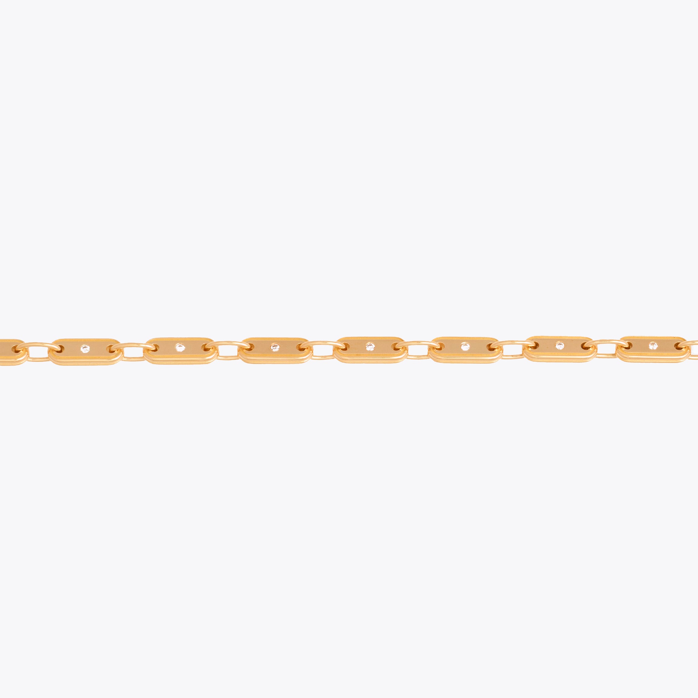 ID Tag Double Small Bracelet With Diamonds 7.5" (Both Sides Diamond)