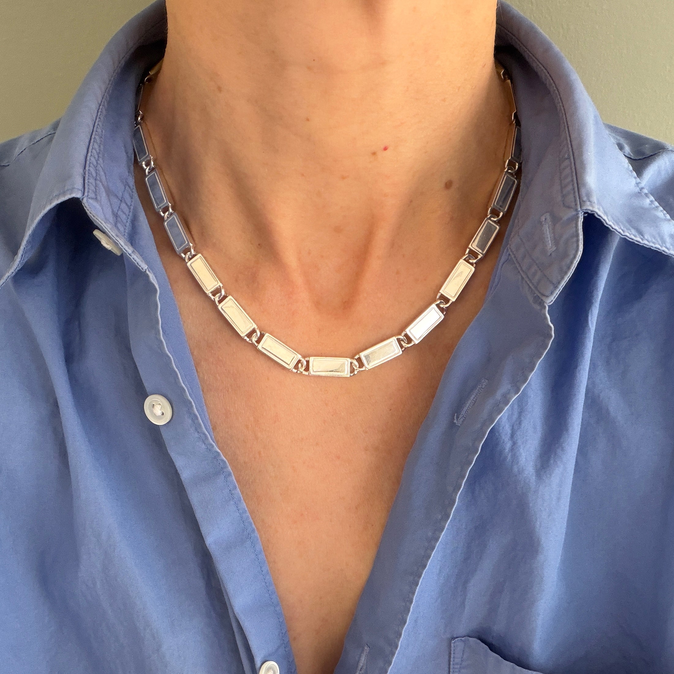 ID Tag Chain Necklace, Silver