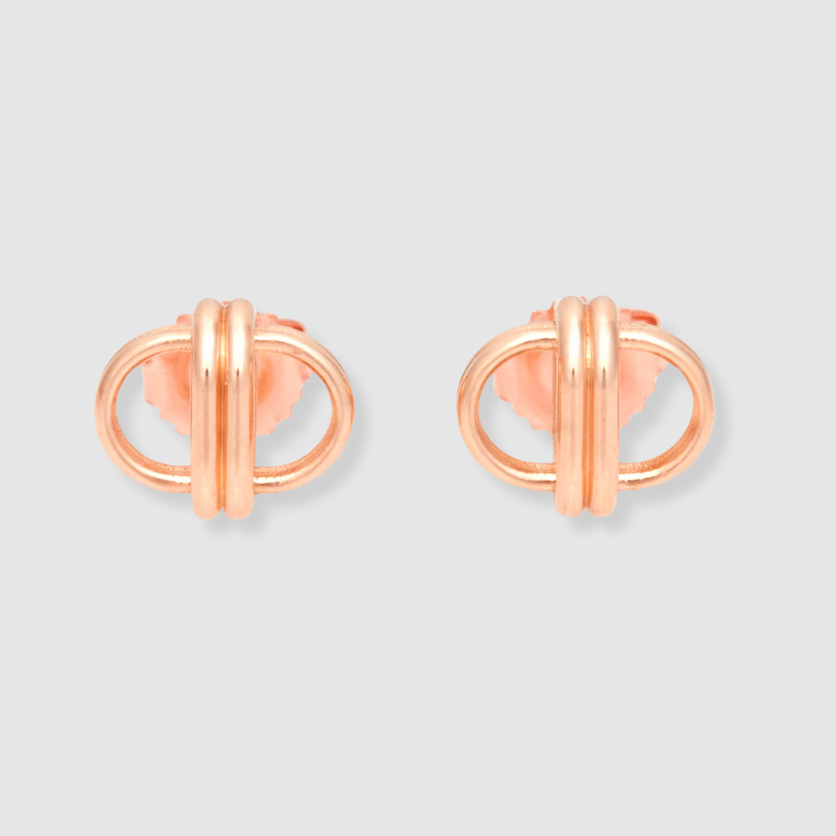 Oval Link Studs, 18K Rose Gold, Medium
