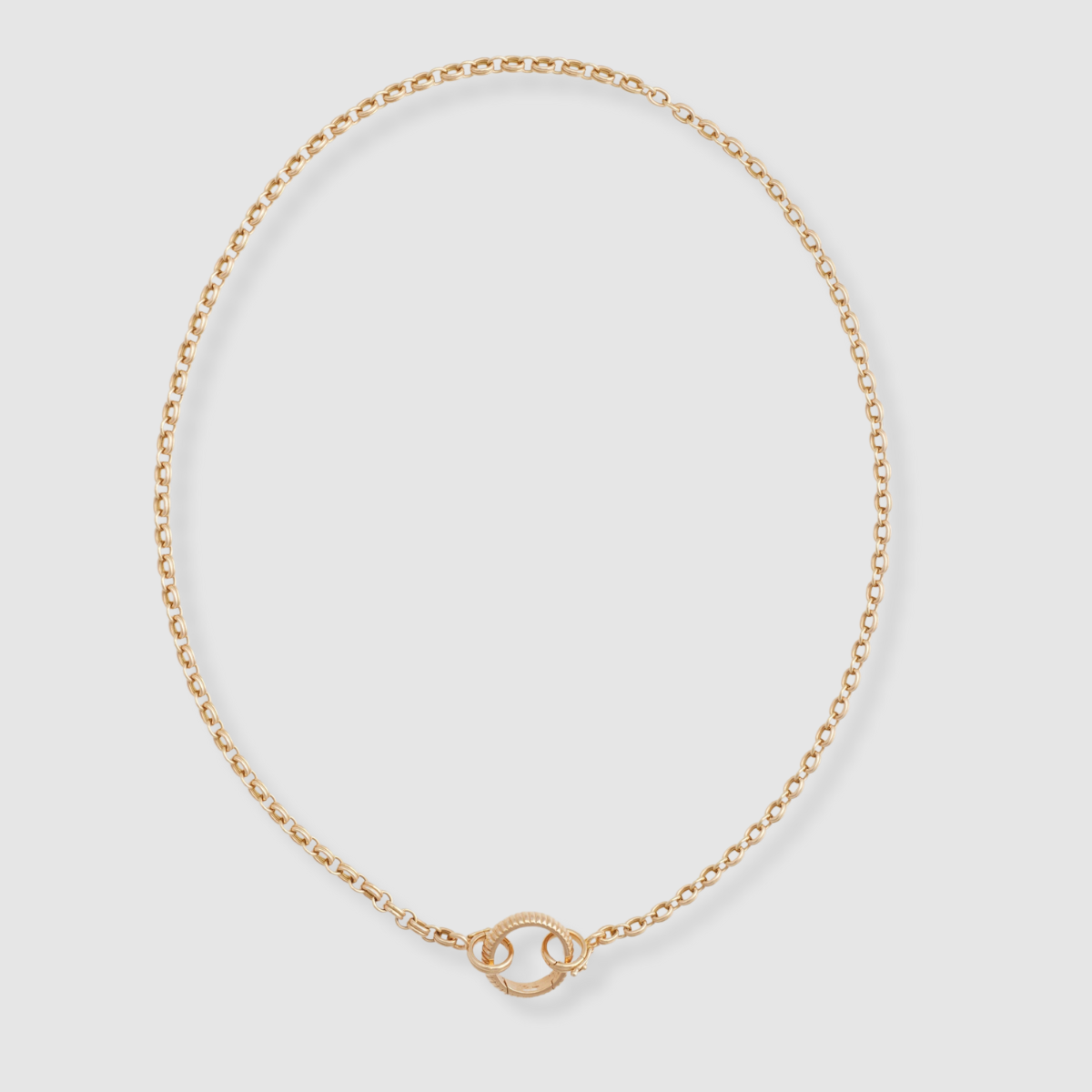 Convertible Double Chain Necklace 18K Yellow Gold, Medium Link, 20" Double Key Ring