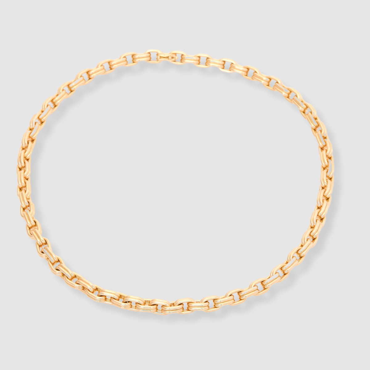 Double Box Chain Necklace, 18K Yellow Gold, Medium Link, 16"