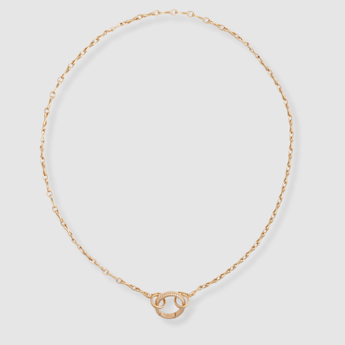 Convertible Column Chain Necklace 18K Yellow Gold, Small Link, 18" Barre Key Ring