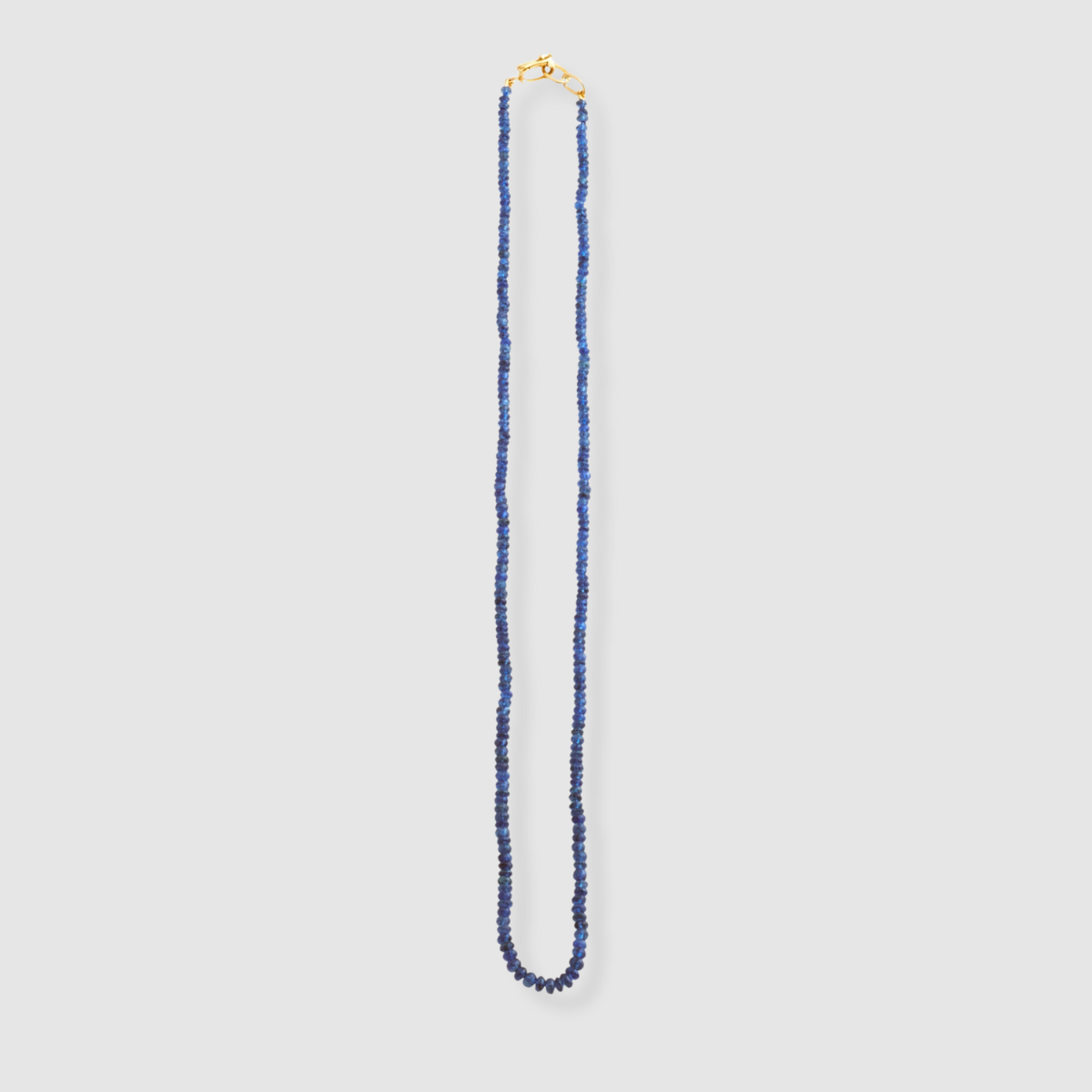 Rondelle Sapphire Blue Necklace 18K Yellow Gold, 18"