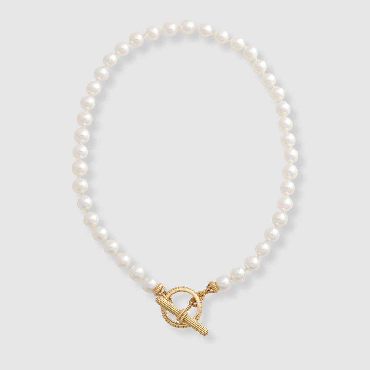 Akoya Pearl Barre Link Toggle Necklace 18K Yellow Gold, 16"