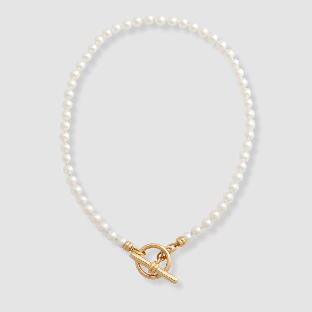 Akoya Pearl Double Link Toggle Necklace 18K Yellow Gold, 16"