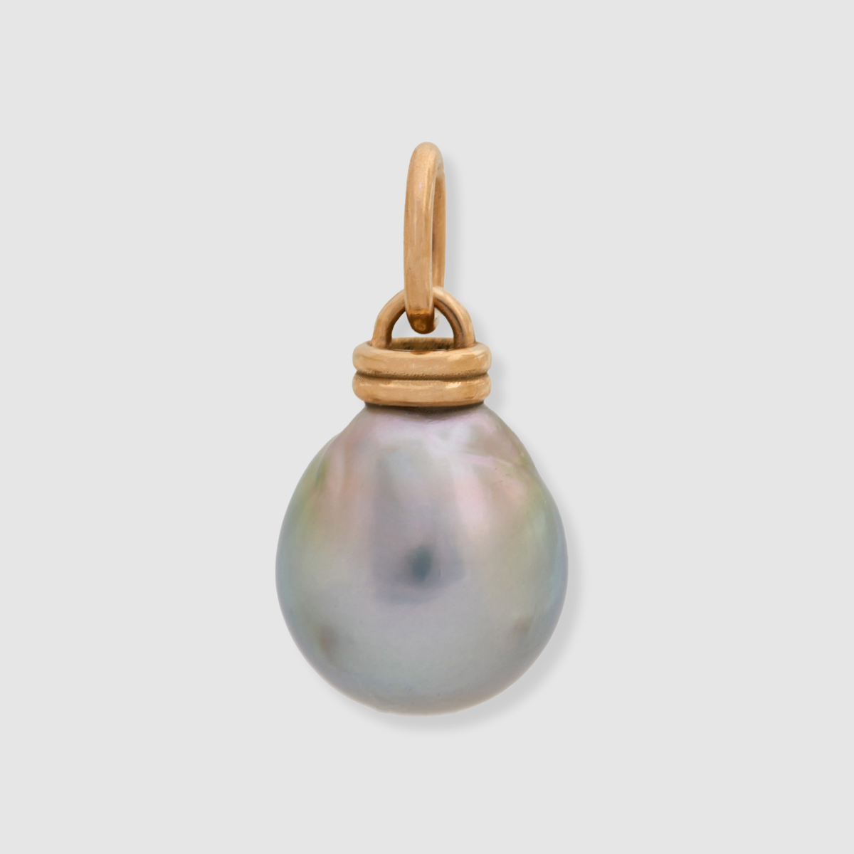 Tahitian Pearl Double Link Pendant, 18k Yellow Gold, XLarge