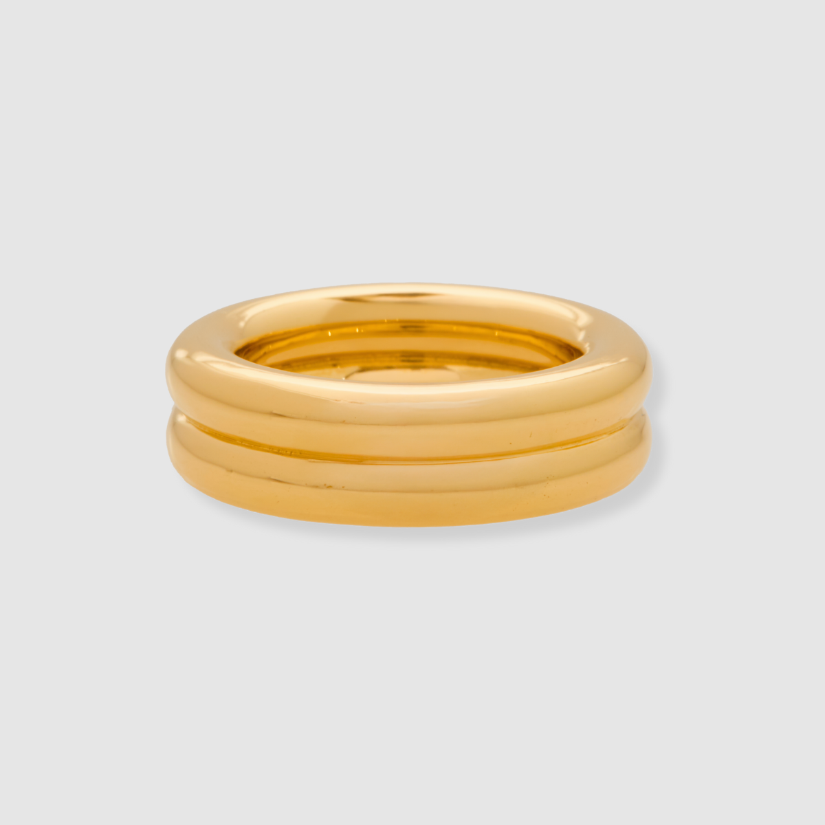 Double Band Link Ring, 18K Yellow Gold, Pinky