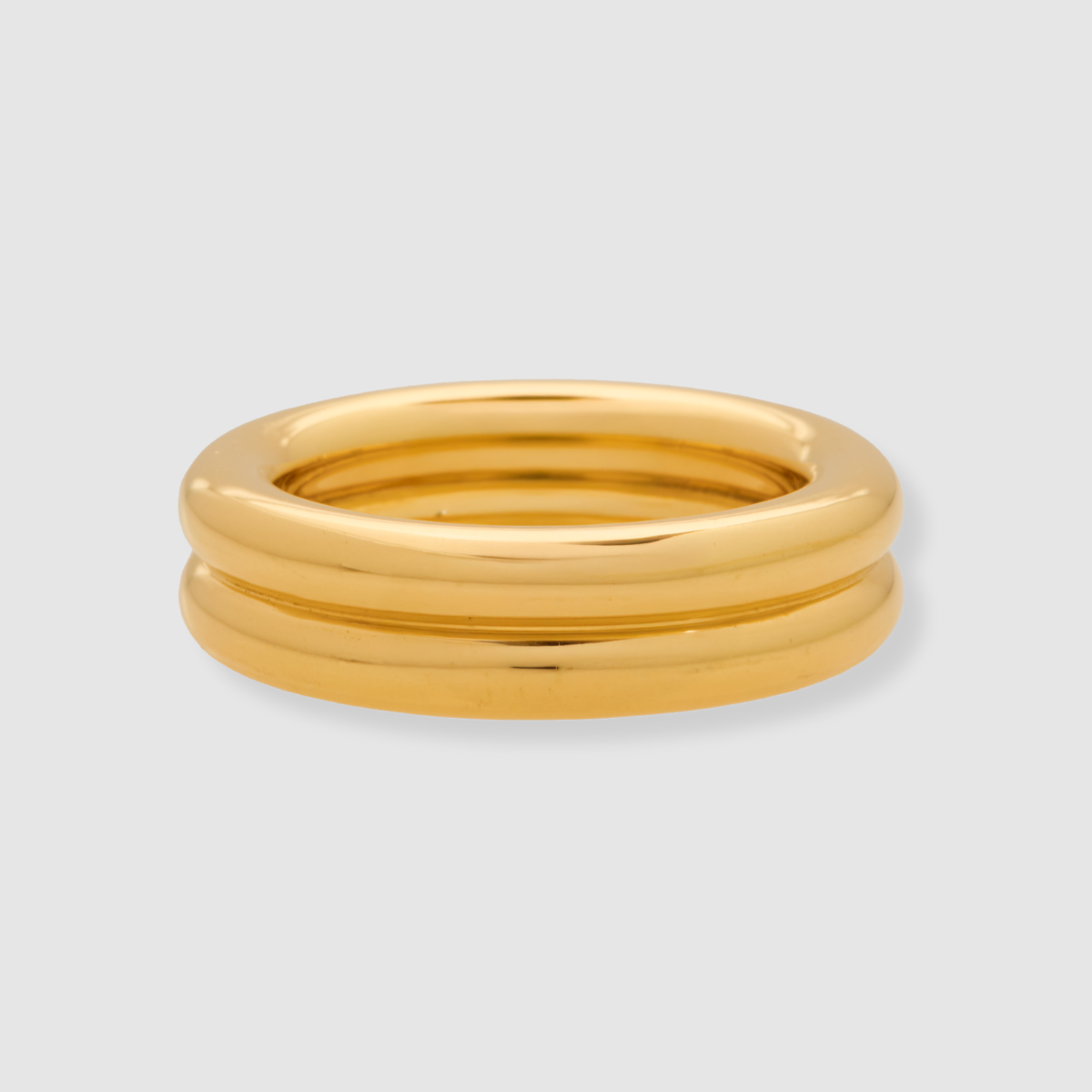 Double Band Link Ring, 18K Yellow Gold