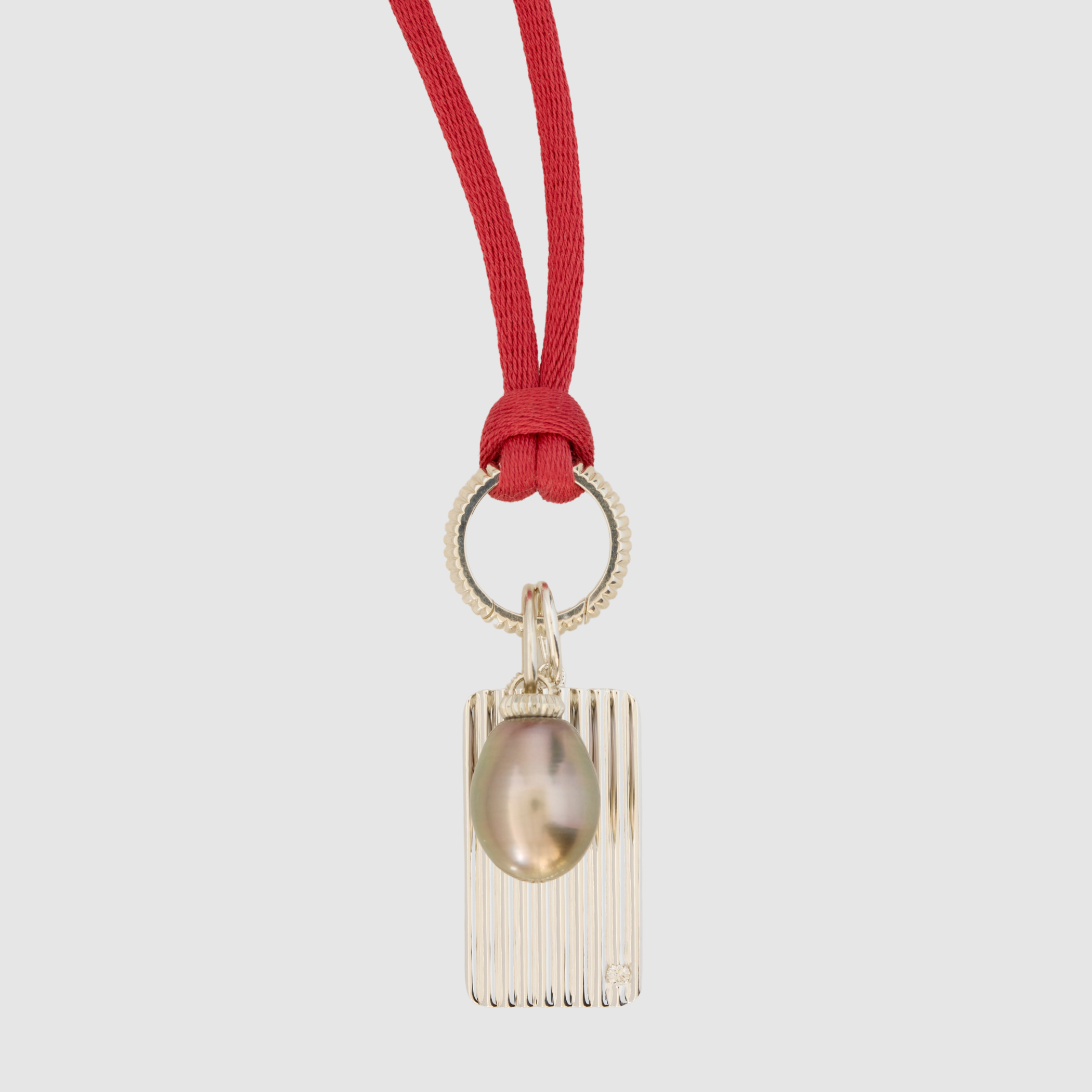 Barre Cord Necklace with Cotton, Fine Silver, Red (PRE-ORDER)