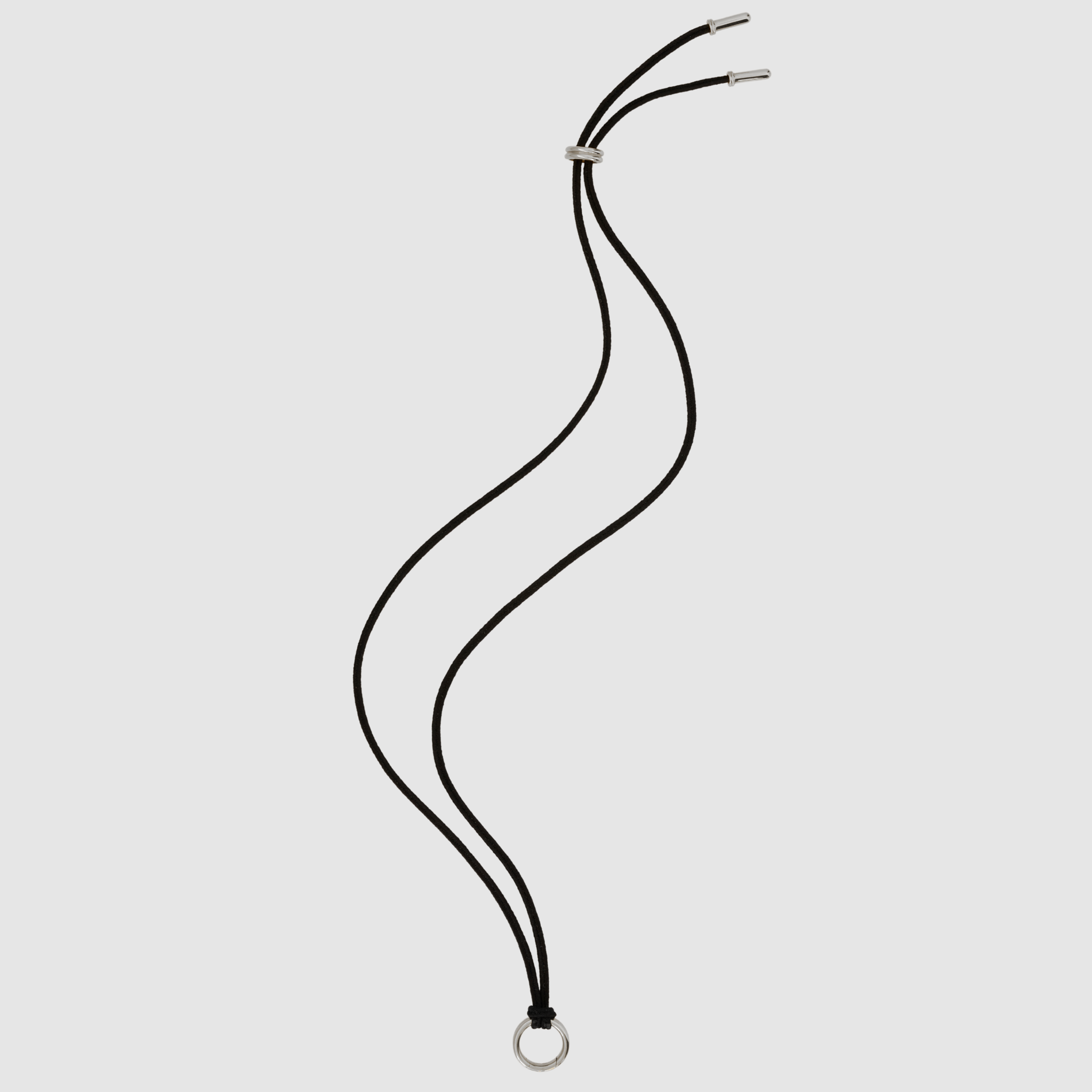 Double Cord Necklace with Silk, Fine Silver, Black