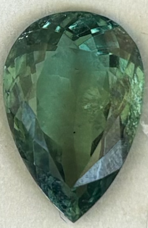 Teal Green Tourmaline Pear Bezel Set Charm Pendant, 18K Yellow Gold, 8.65ctxx
