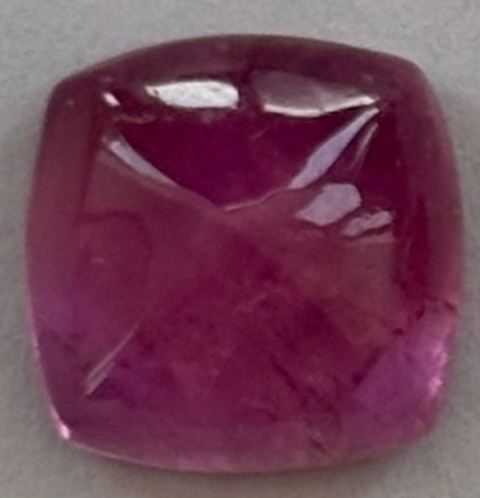 Pink Tourmaline Sugarloaf Cabochon Bezel Set Pendant, 18K Yellow Gold, 4.05ct