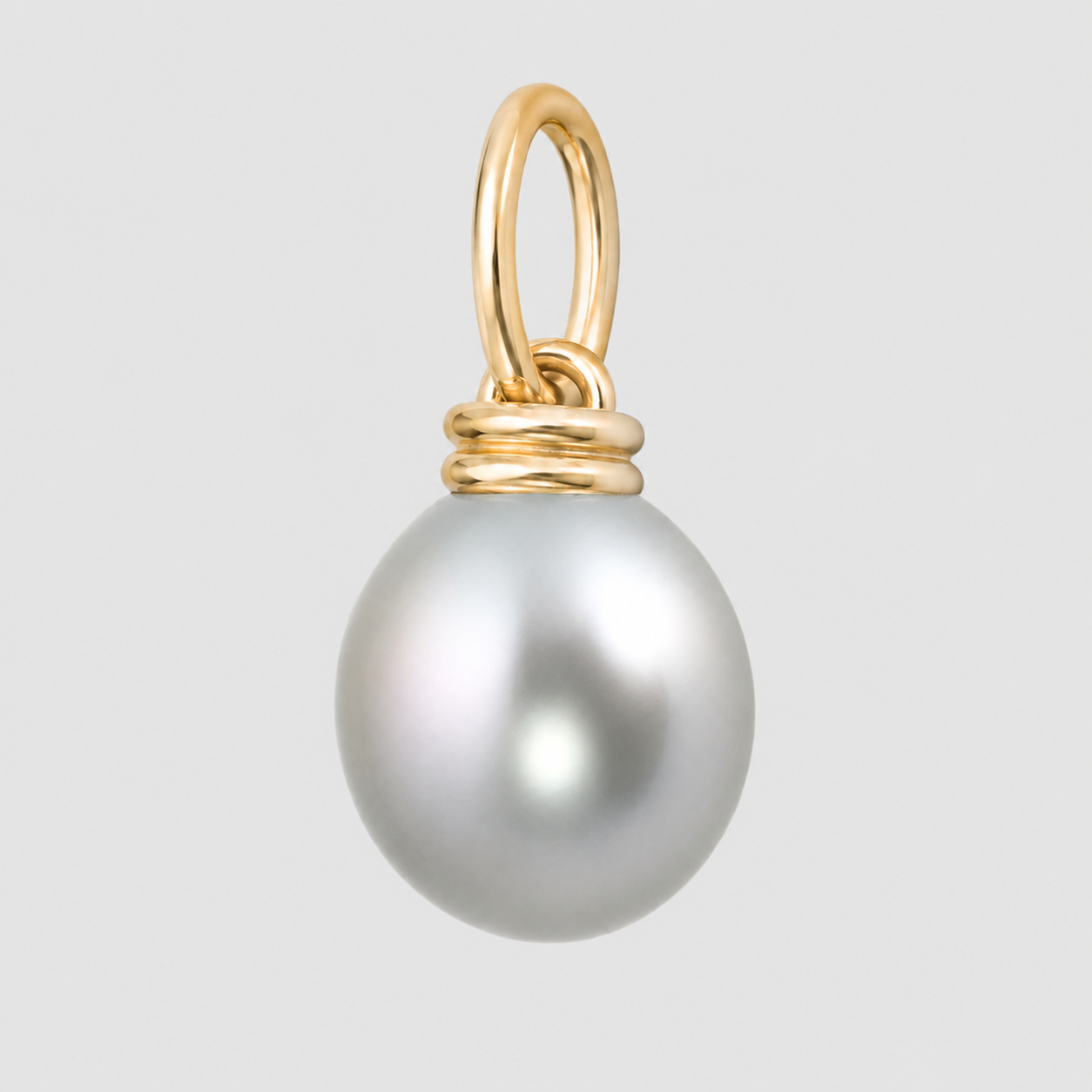 Tahitian Drop Pearl Oval Link Pendant, 18K Yellow Gold, Large