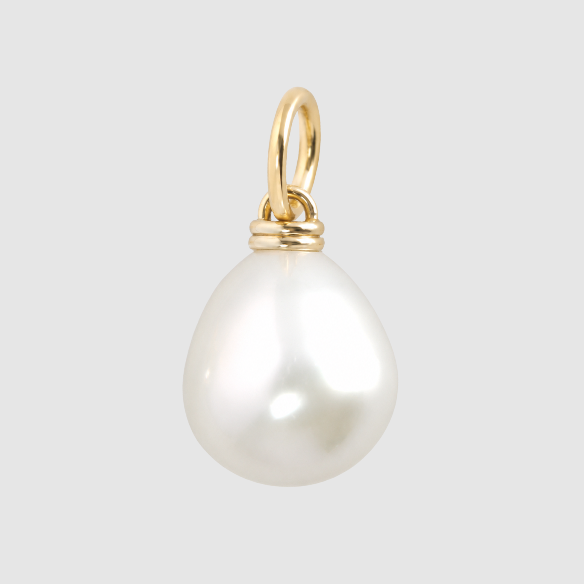 South Sea Drop Pearl Double Link Pendant, 18K Yellow Gold, Large