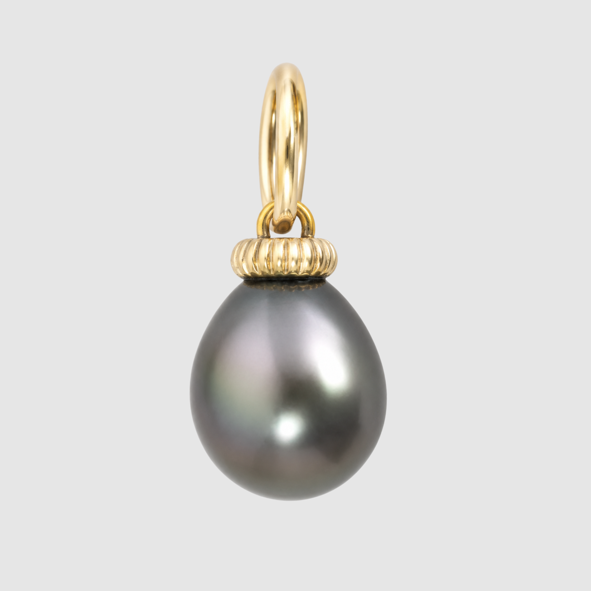 Tahitian Drop Pearl Barre Pendant, 18K Yellow Gold, Large