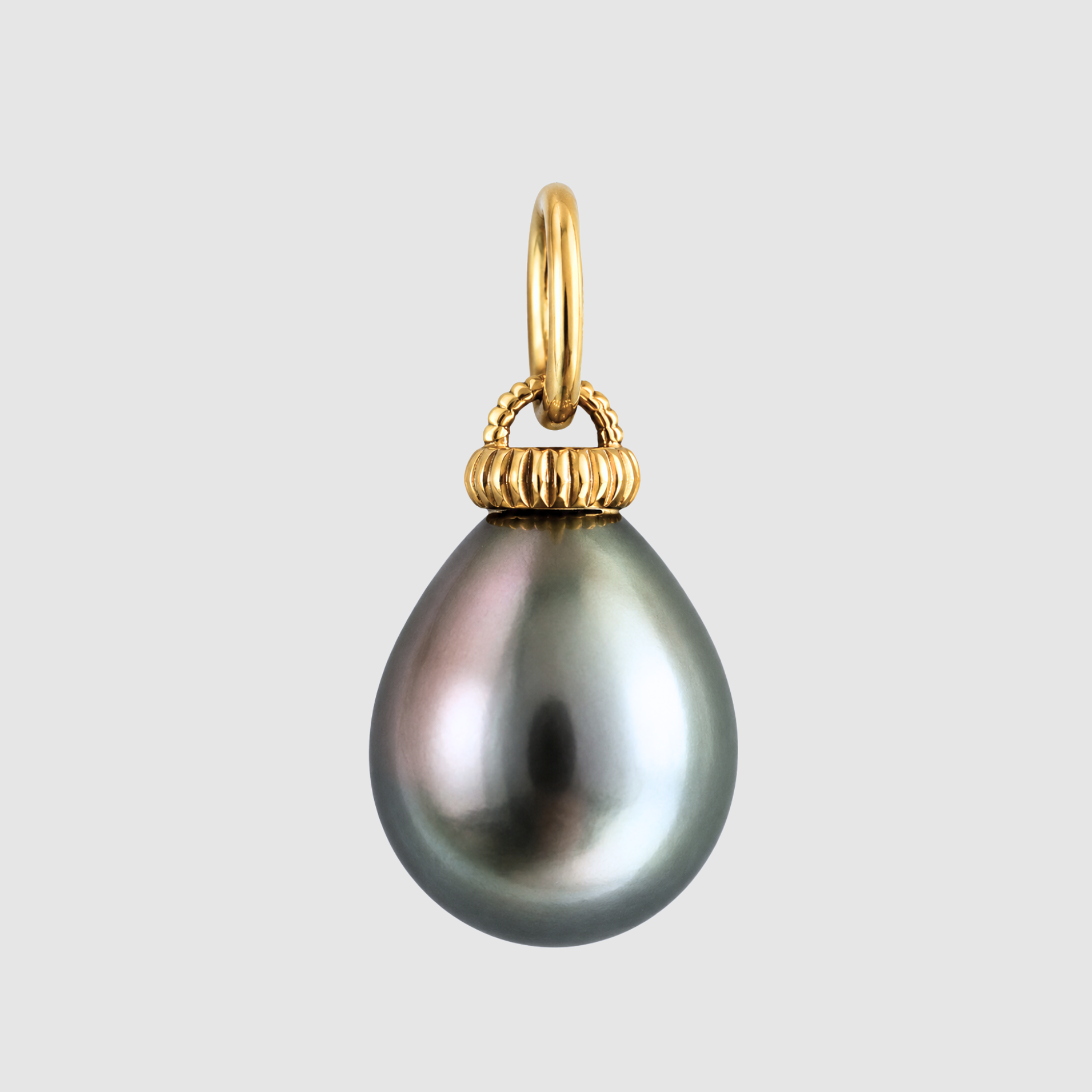Tahitian Drop Pearl Barre Pendant, 18K Yellow Gold, XLarge