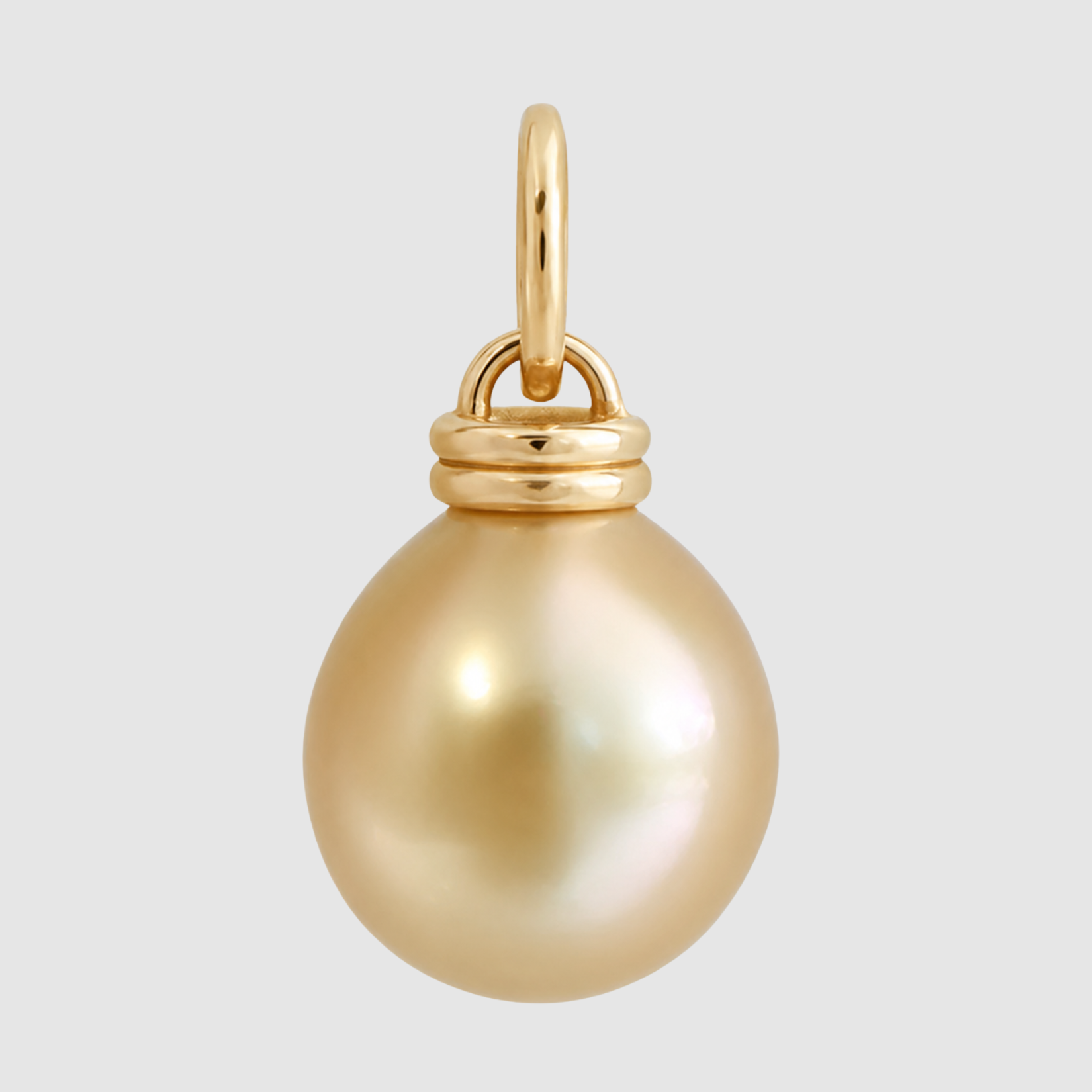 Golden South Sea Drop Pearl Oval Link Pendant, 18K Yellow Gold, XLarge