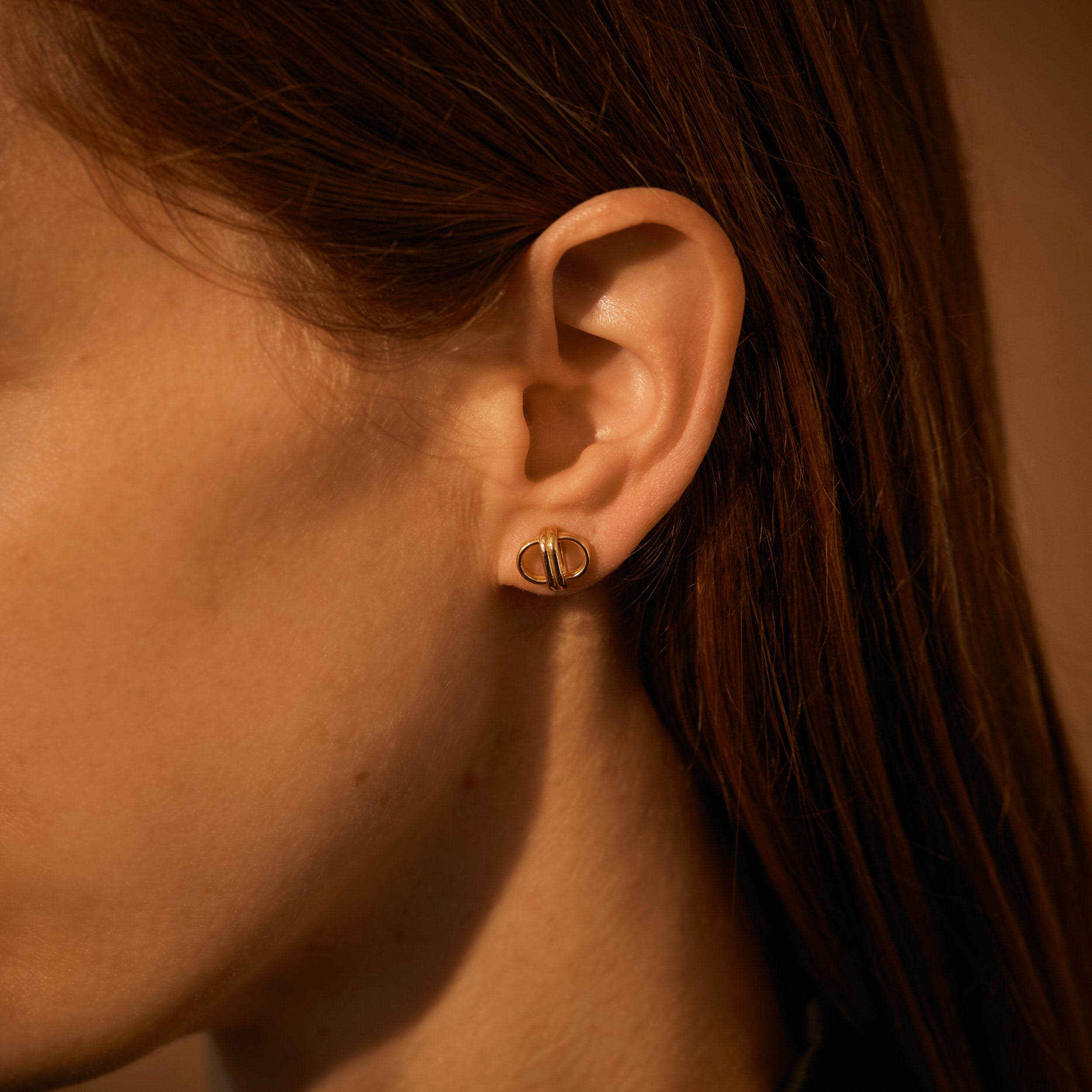 Oval Link Studs, 18K Yellow Gold, Medium