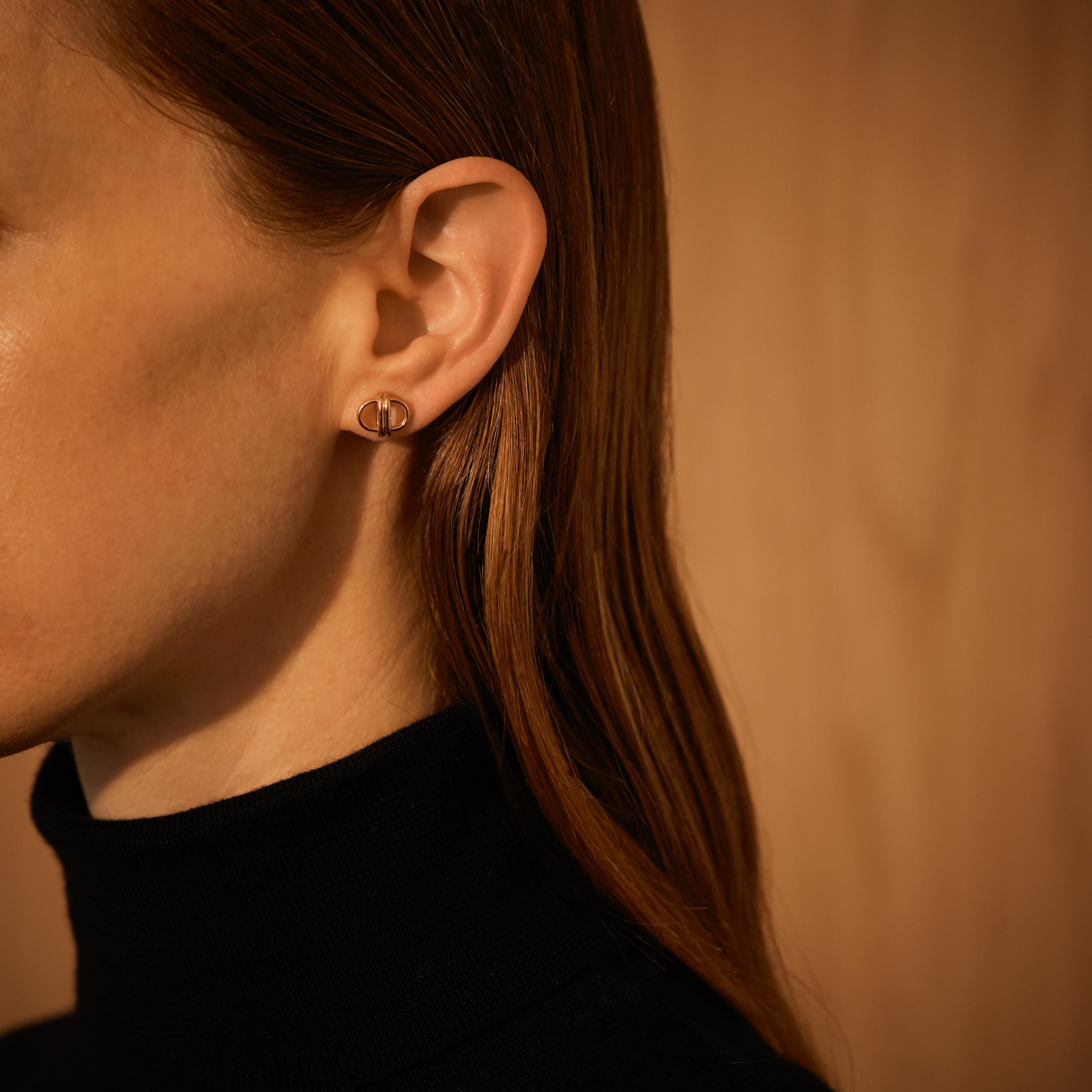 Oval Link Studs, 18K Rose Gold, Medium
