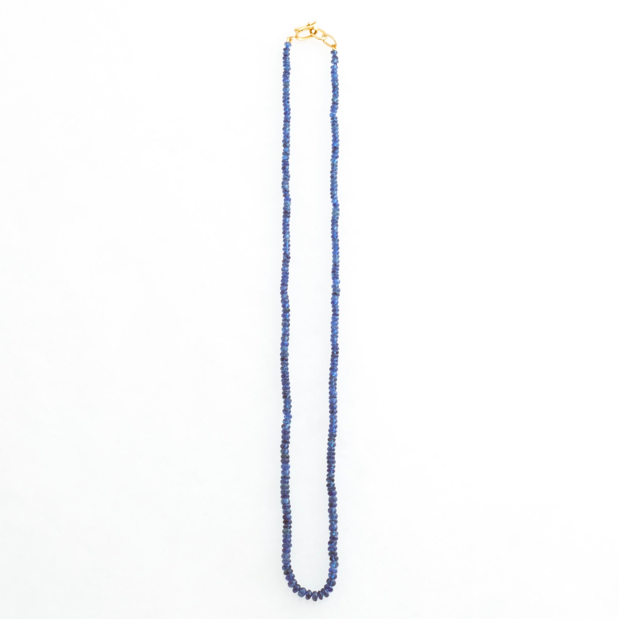 Rondelle Sapphire Blue Necklace 18K Yellow Gold, 25"