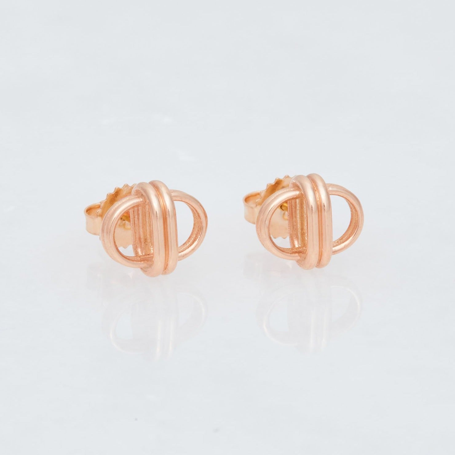 Oval Link Studs, 18K Rose Gold, Medium