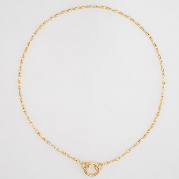 Convertible Column Chain Necklace 18K Yellow Gold, Medium Link, 25" with Double Key Ring