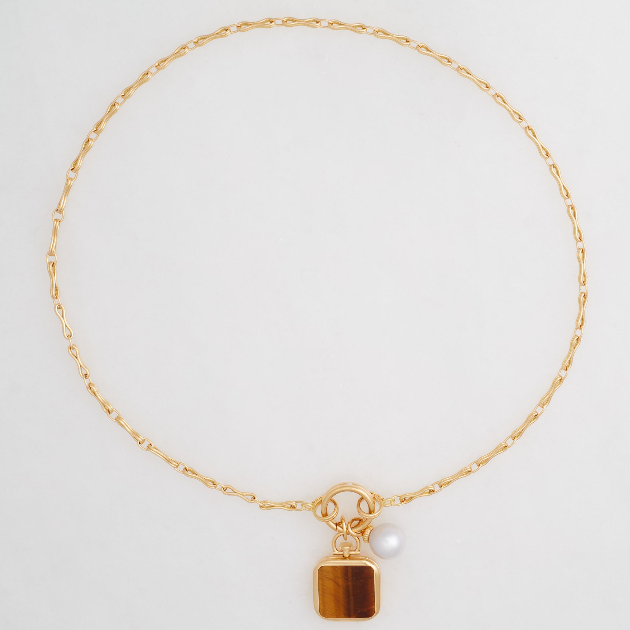 Convertible Column Chain Necklace 18K Yellow Gold, Medium Link, 20" Double Key Ring