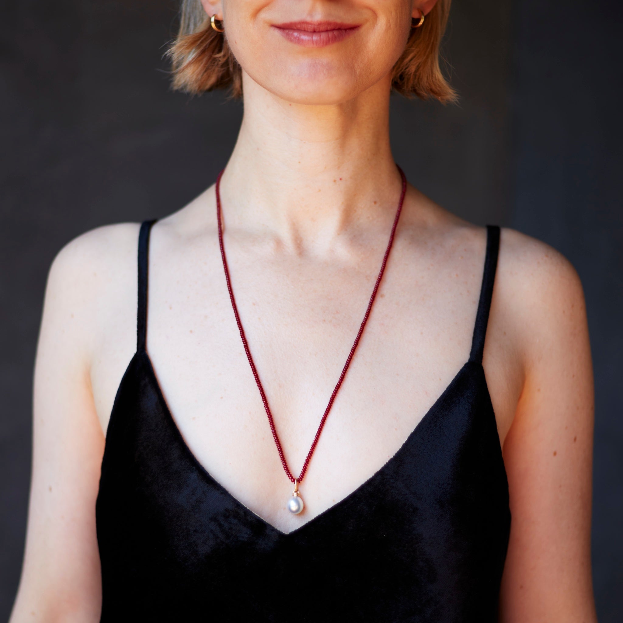 Rondelle Ruby Necklace 18K Yellow Gold, 25"