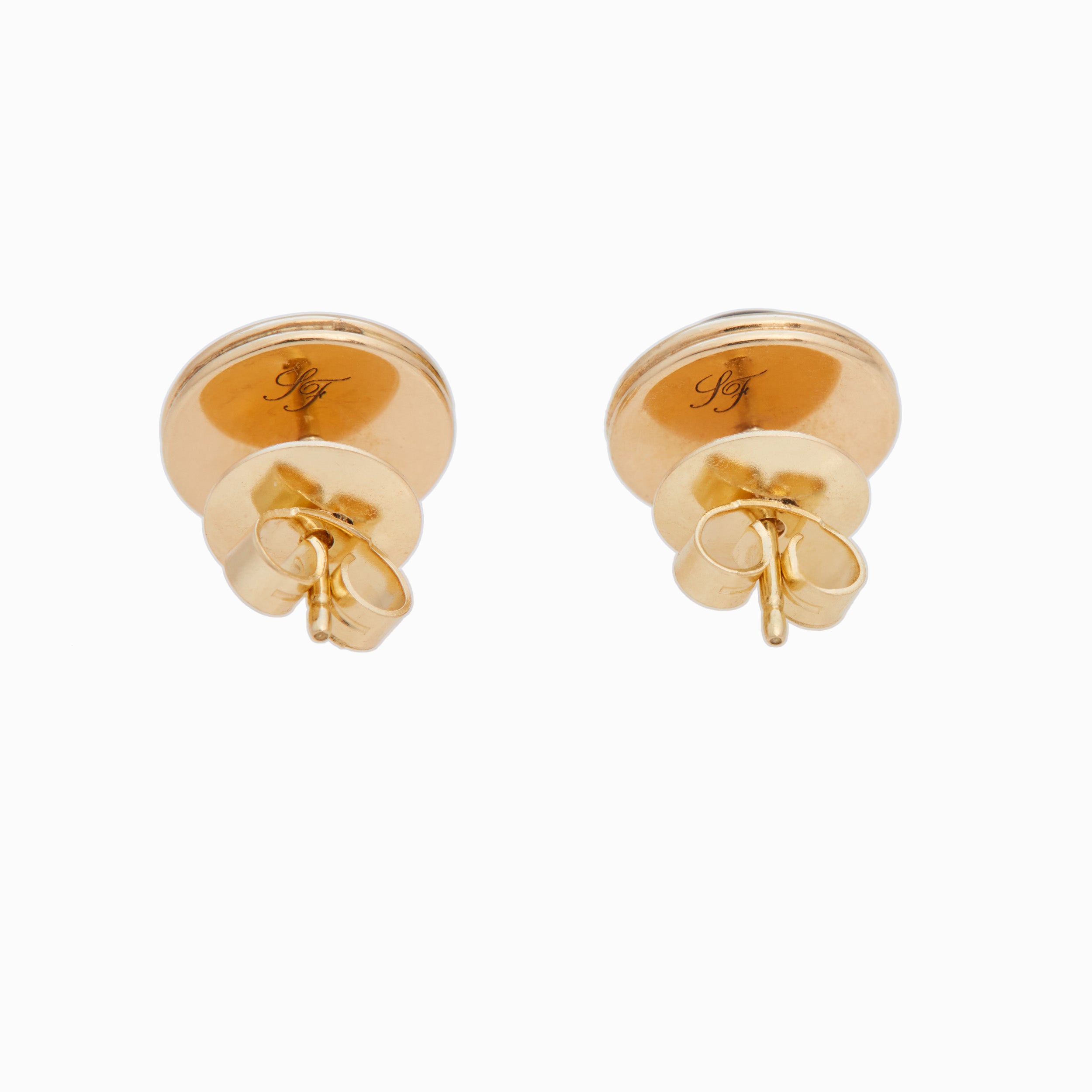 Round Lapis Lazuli Diamond Studs, 18K Yellow Gold, Small