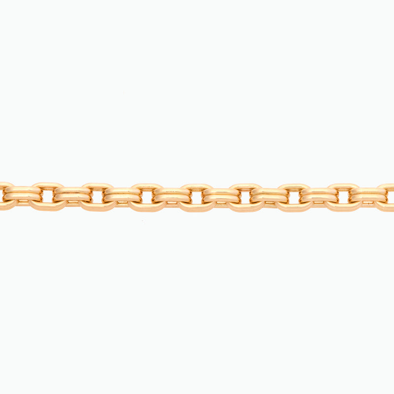 Double Box Chain Bracelet 18K Yellow Gold, Medium Link, 7.25"