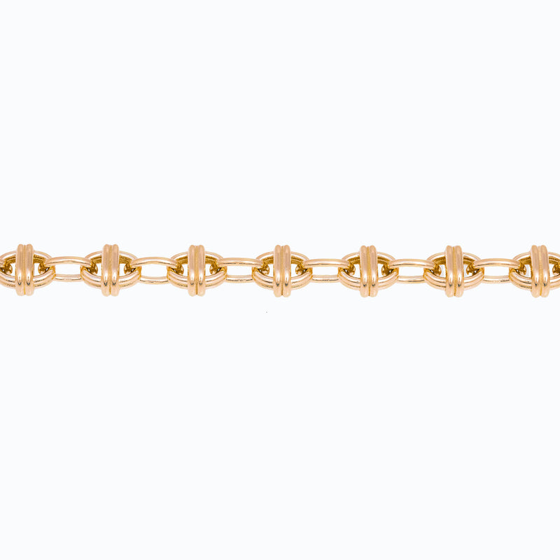 Oval Chain Bracelet 18K Yellow Gold, Small Link, 7"