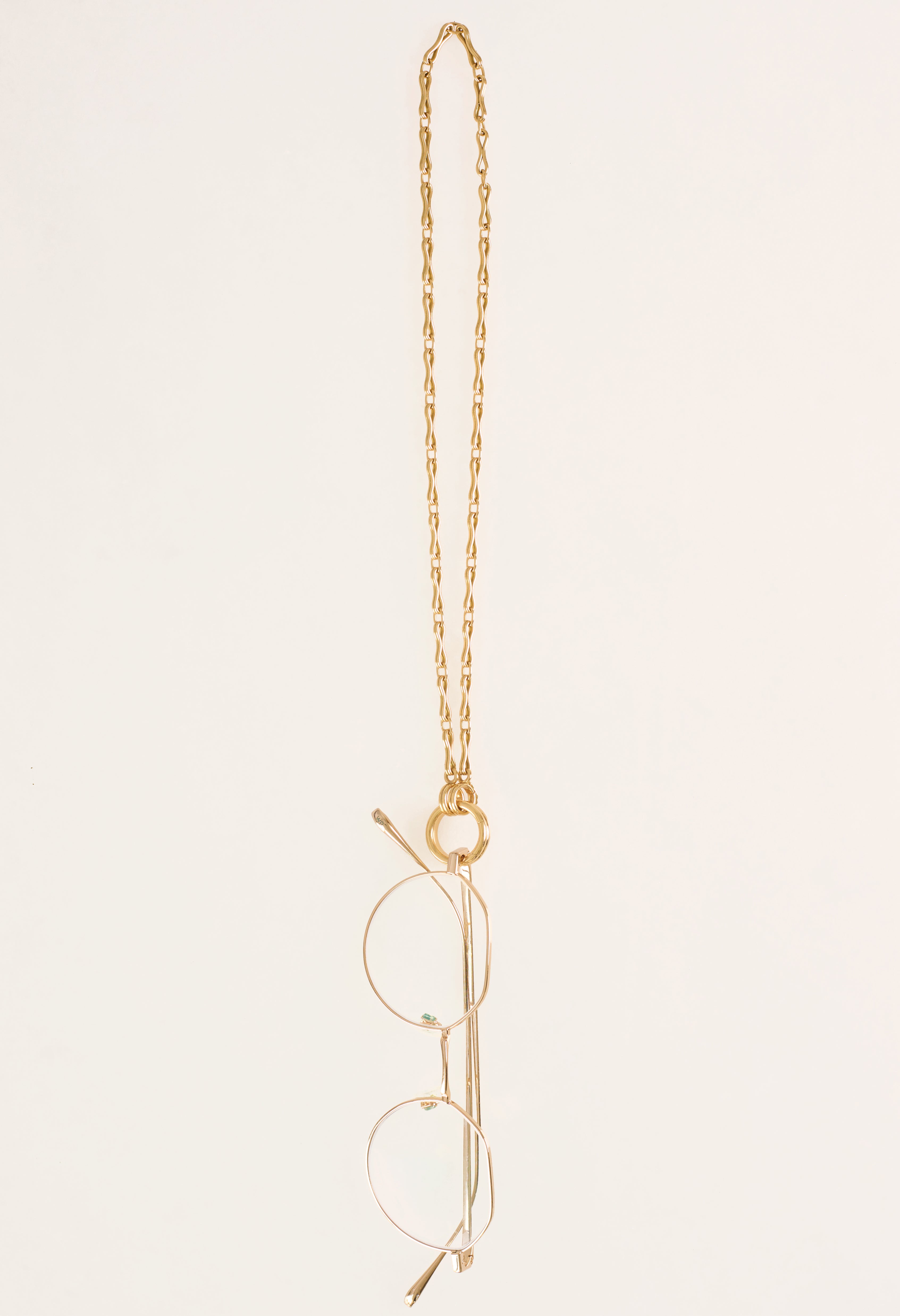 Convertible Column Chain Necklace 18K Yellow Gold, Medium Link, 20" Double Key Ring