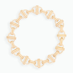 Diamond Oval Chain Bracelet 18K Yellow Gold, Large Link, 7.75"
