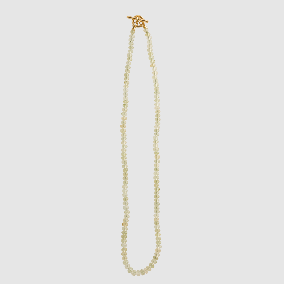 Rondelle Toggle Green Beryl Necklace 18K Yellow Gold, 20"