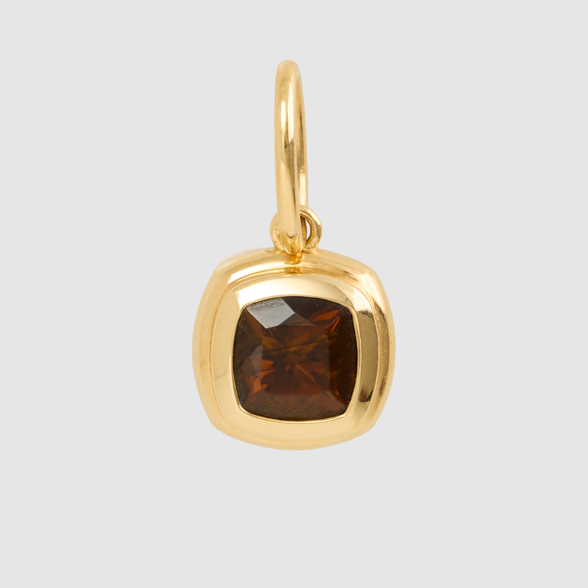 Orange Tourmaline Bezel Set Pendant, 18K Yellow Gold, 2.26