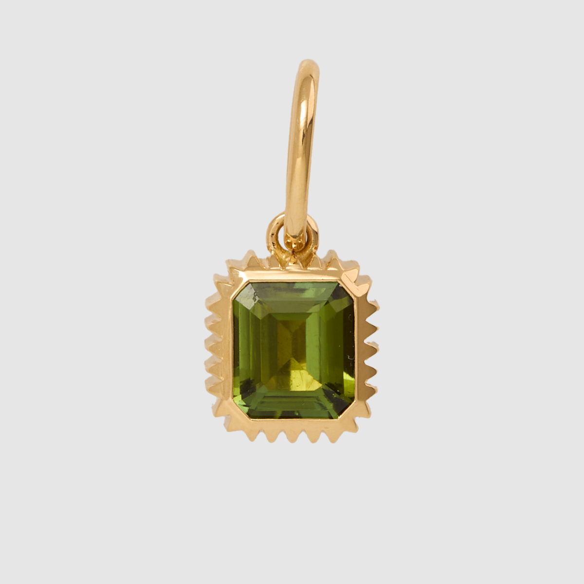 Green Tourmaline Emerald Barre Set Pendant, 18K Yellow Gold, 2.52