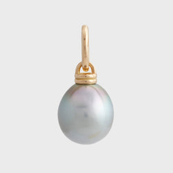 Tahitian Drop Pearl Double Pendant, 18K Yellow Gold, Small