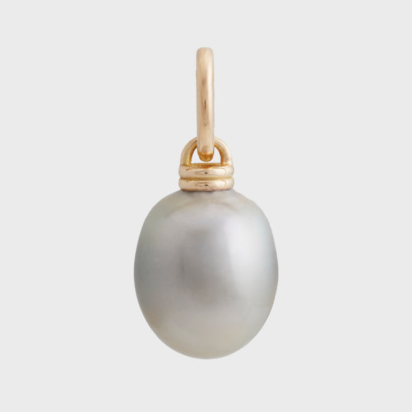 Tahitian Drop Pearl Double Pendant, 18K Yellow Gold, Medium