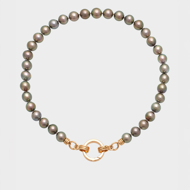 Tahitian Peacock Pearl Convertible Necklace, 18K Yellow Gold, 16" with Double Key Ring